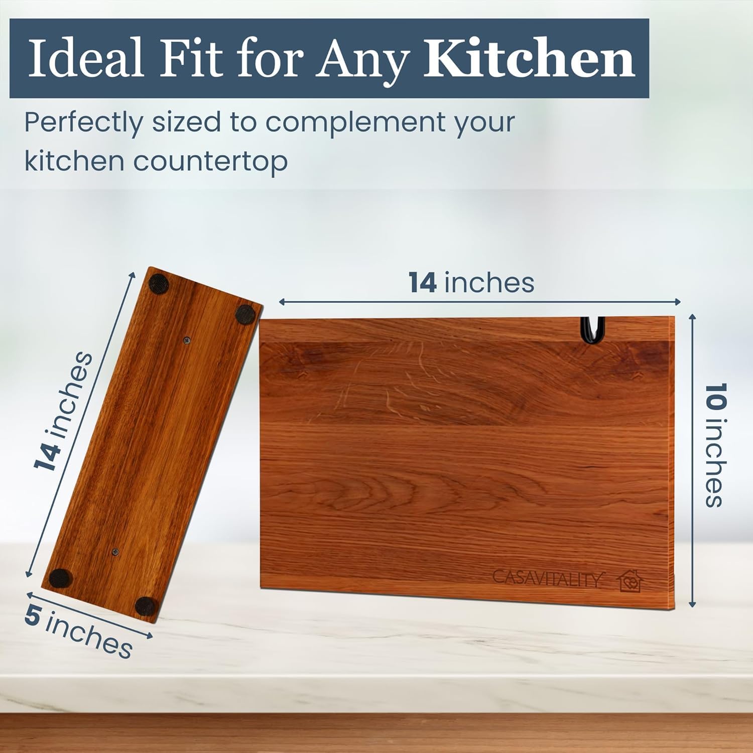 CasaVitality Acacia Magnetic Knife Block
