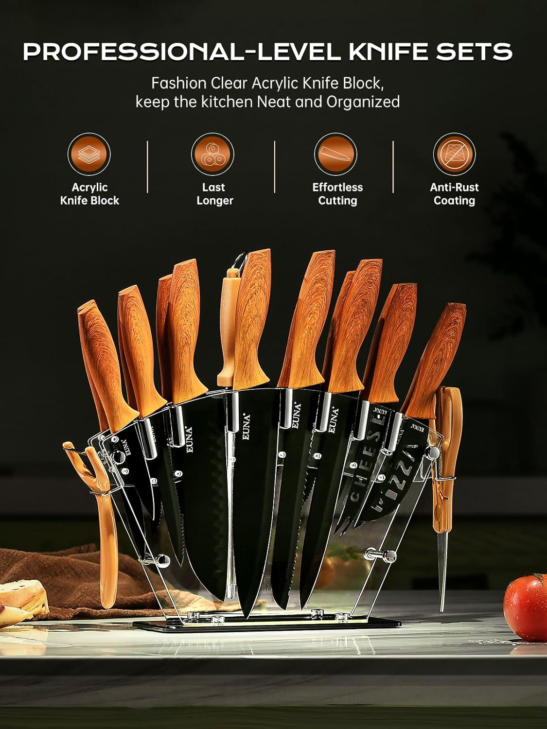 EUNA Premium Knives Set for a Sharp Rust-Resistant Edge