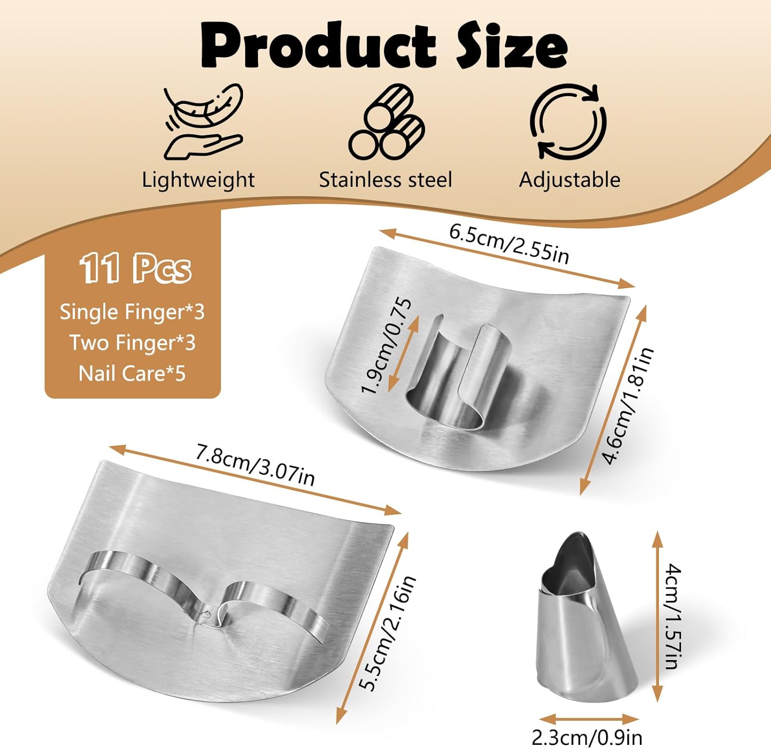 Stainless Steel Finger Guards Set for Cooking Safety