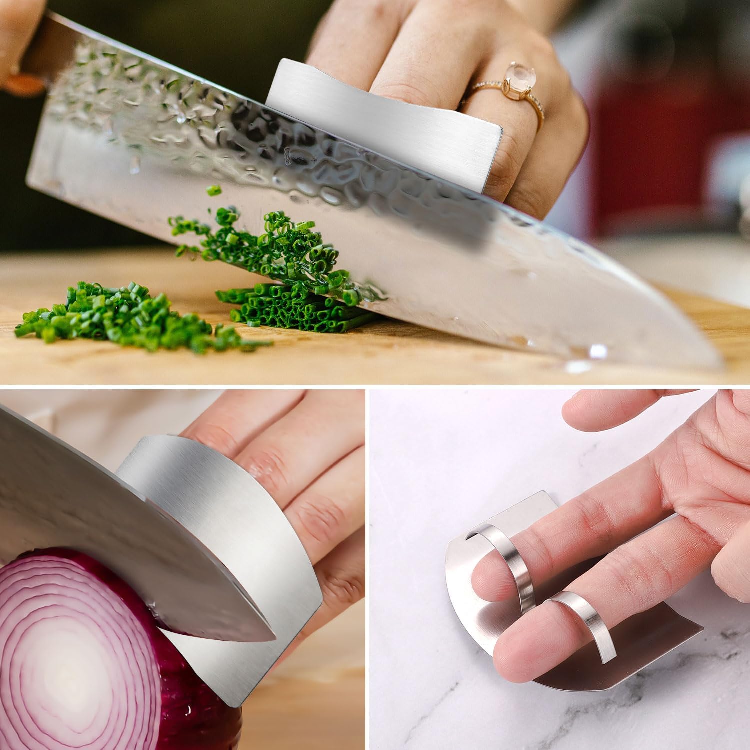 8pcs Stainless Steel Finger Guards with Open-Ring Design