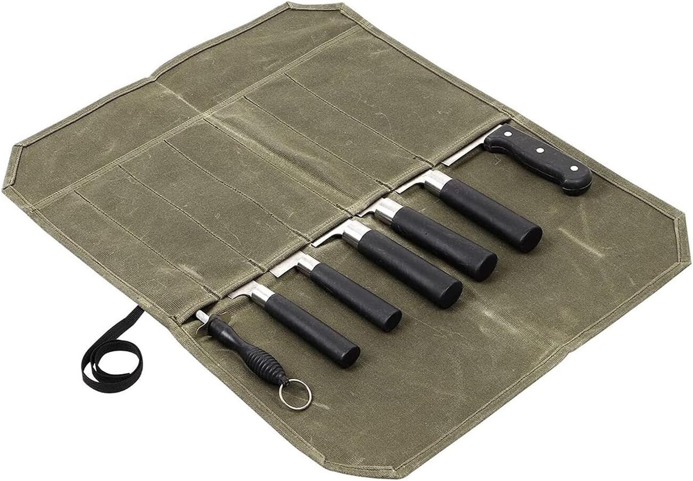 Compact Canvas Knife Holder with 7 Sections for Cooking Enthusiasts