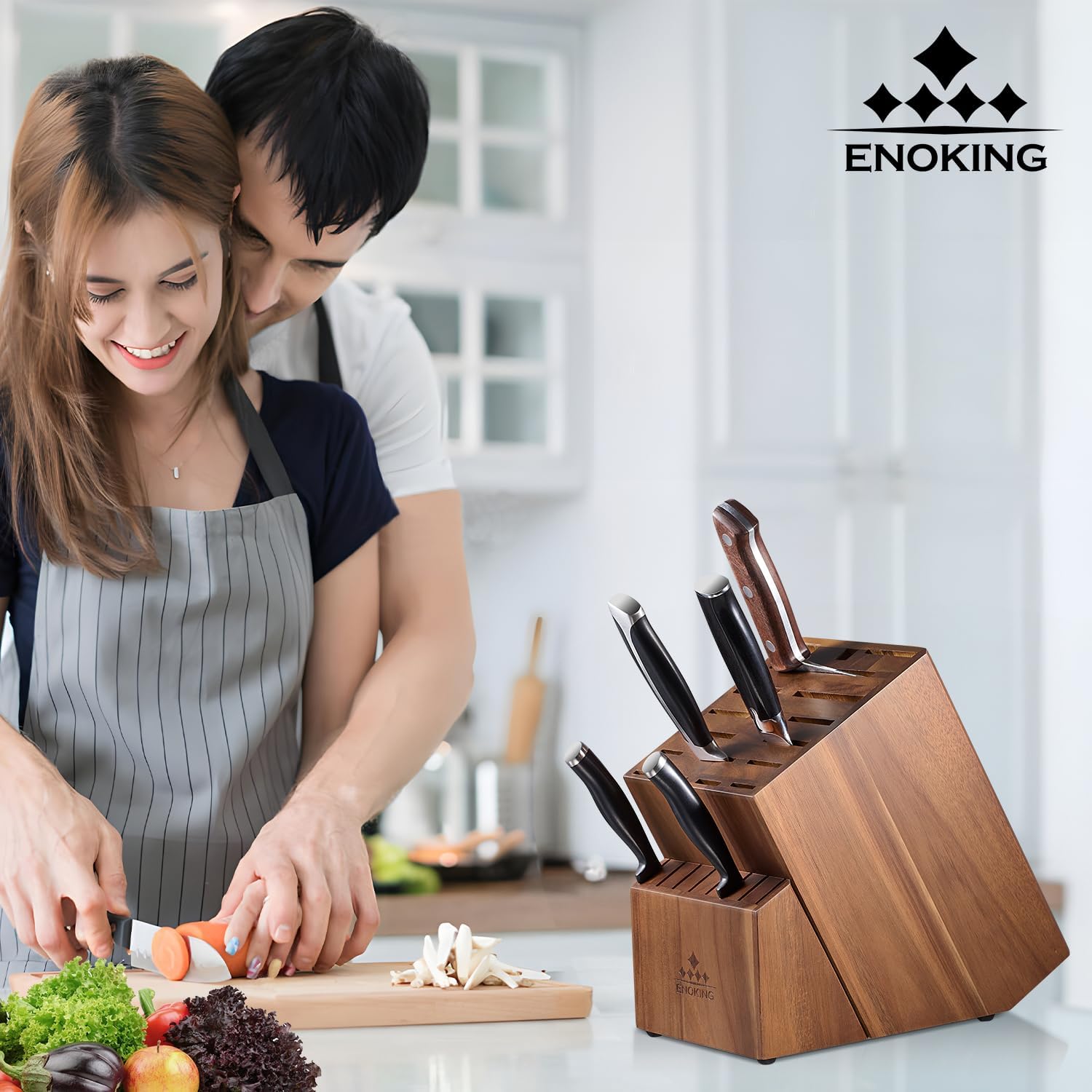 25-Slot Acacia Knife Block for Home Use