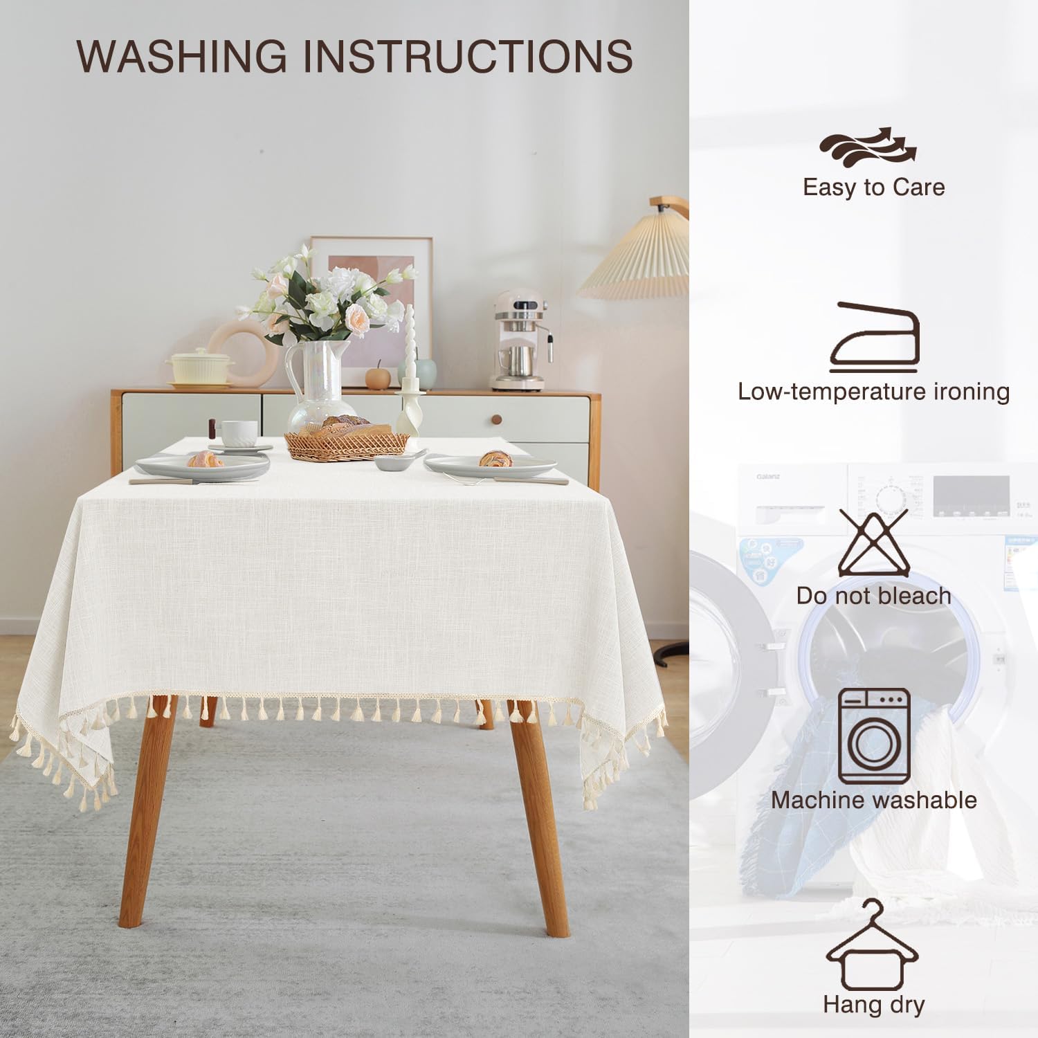 Sturdy Ivory Tablecloth for Kitchen Dining Entertaining