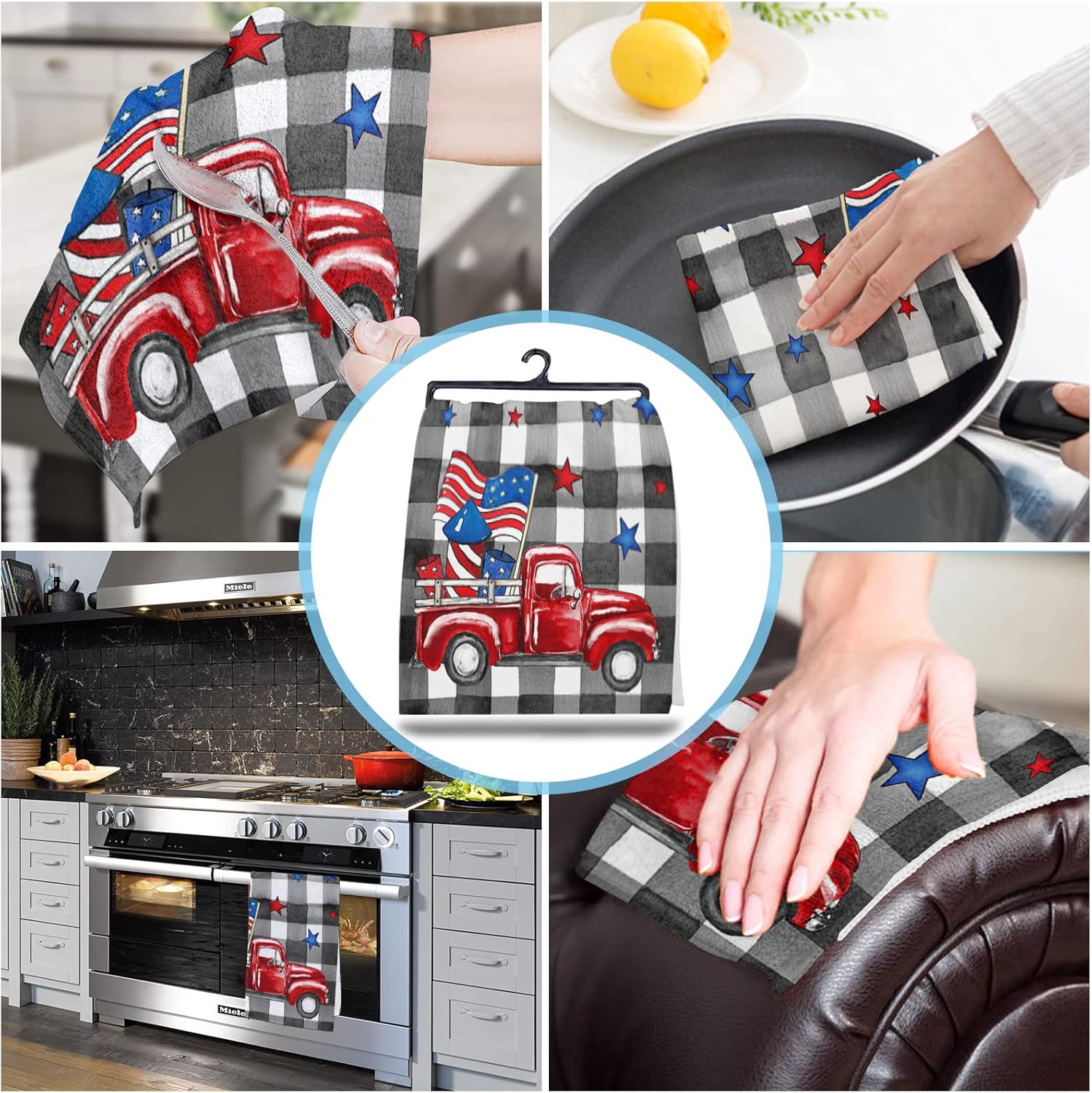 Patriotic Red Truck Kitchen Towels
