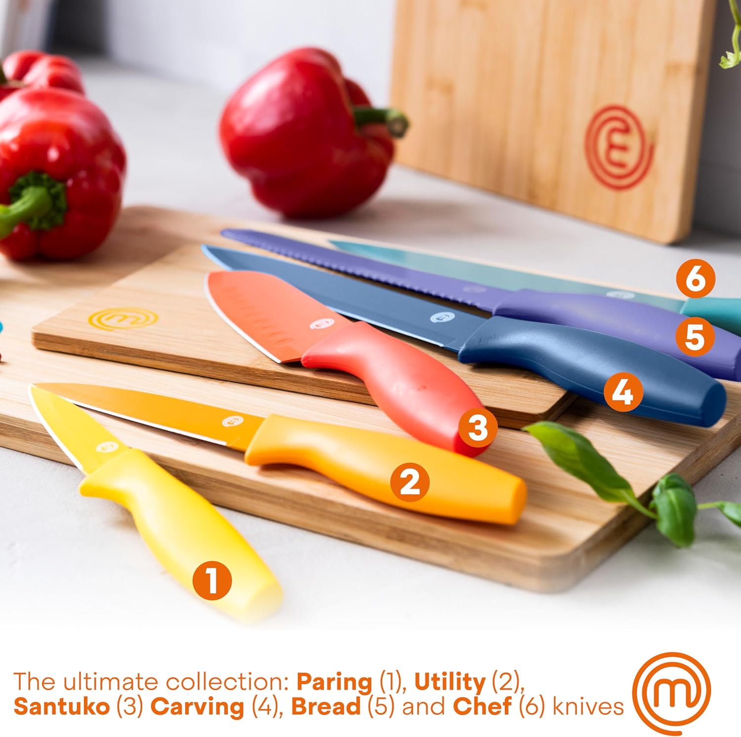 MasterChef Knife Block Set of 6 Professional Kitchen Knives