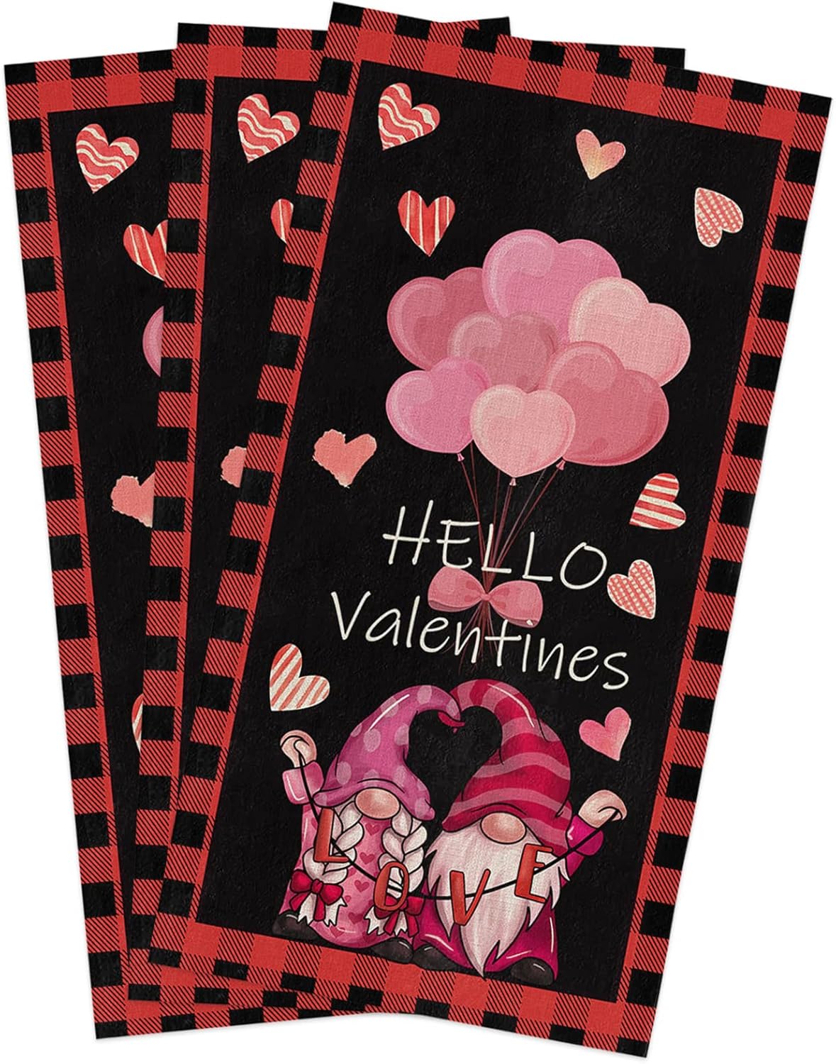 Gnomes Plaid Quick-Dry Kitchen Towel Set 3-Pack