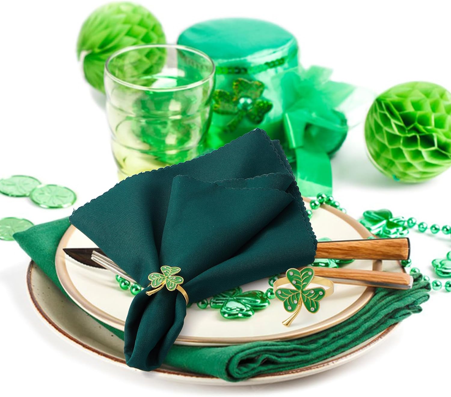 St Patricks Day Shamrock Napkin Rings Set of 12