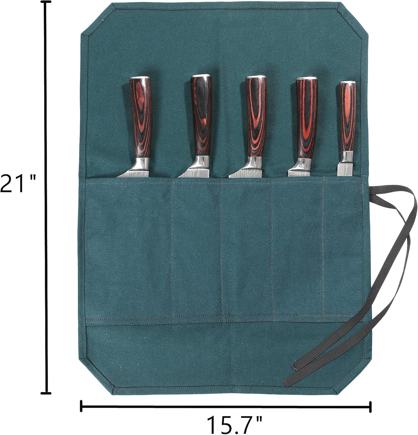 Chefs Knife Roll Bag Heavy-Duty Waxed Canvas with Cut-Resistant Lining