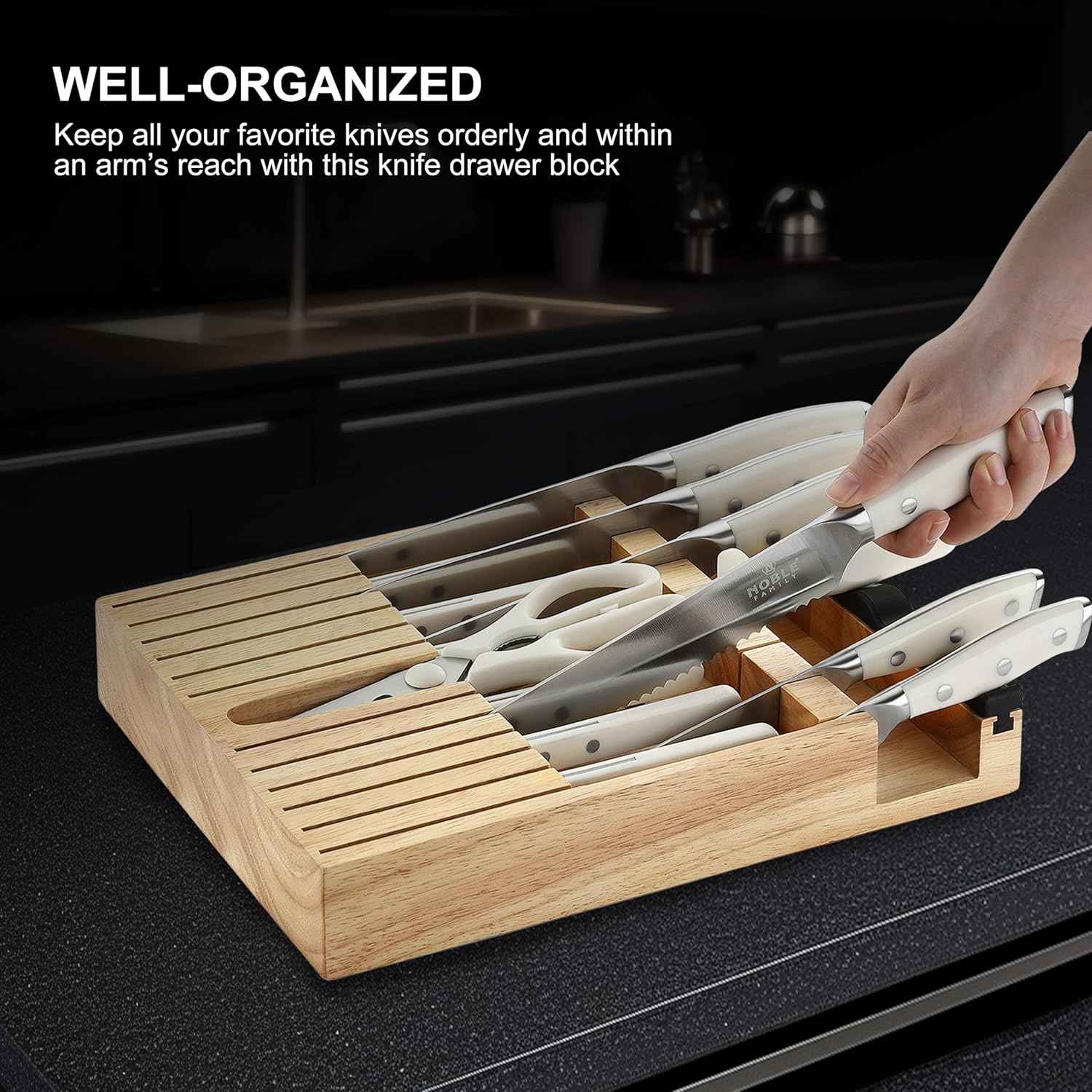 Complete 16-Piece Kitchen Knife Set with Wooden Block