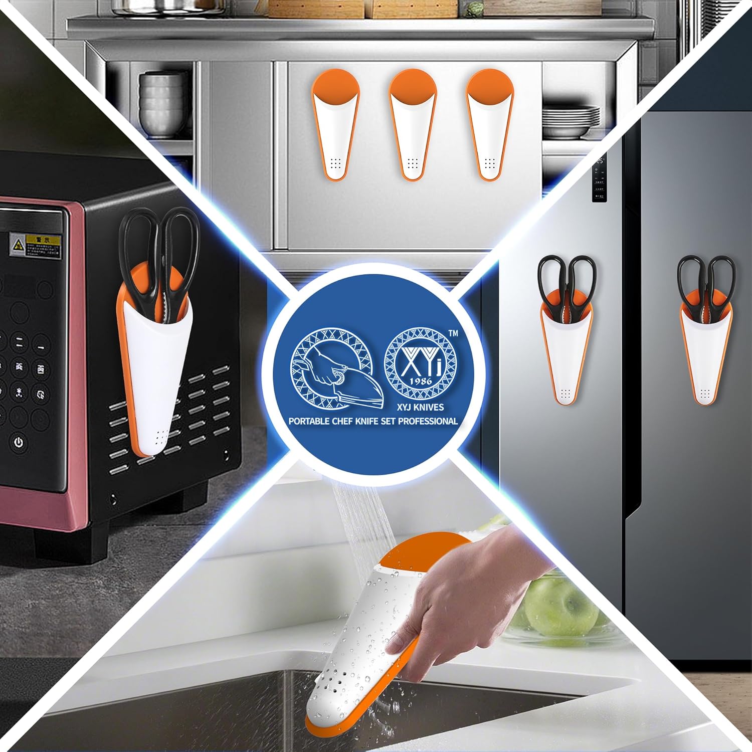 XYJ Magnetic Scissor Holder with Draining Holes for Safe Storage