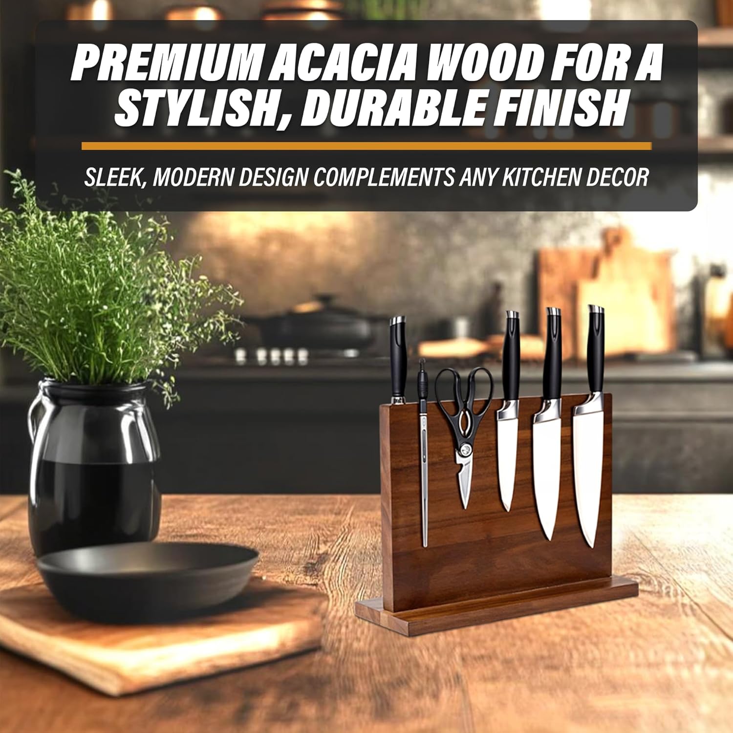 Dual-Sided Wooden Magnetic Knife Holder