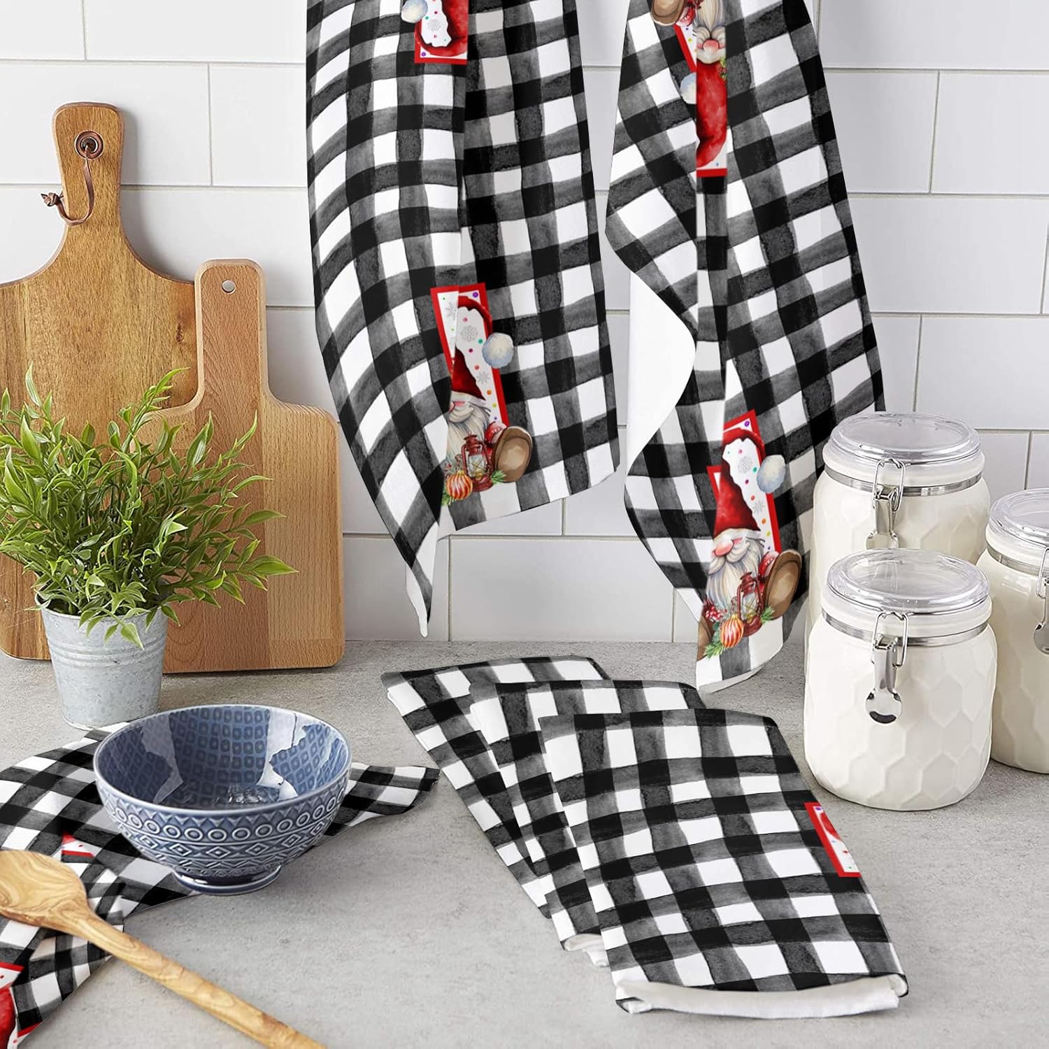 ZOE GARDEN Christmas Gnomes Kitchen Towels