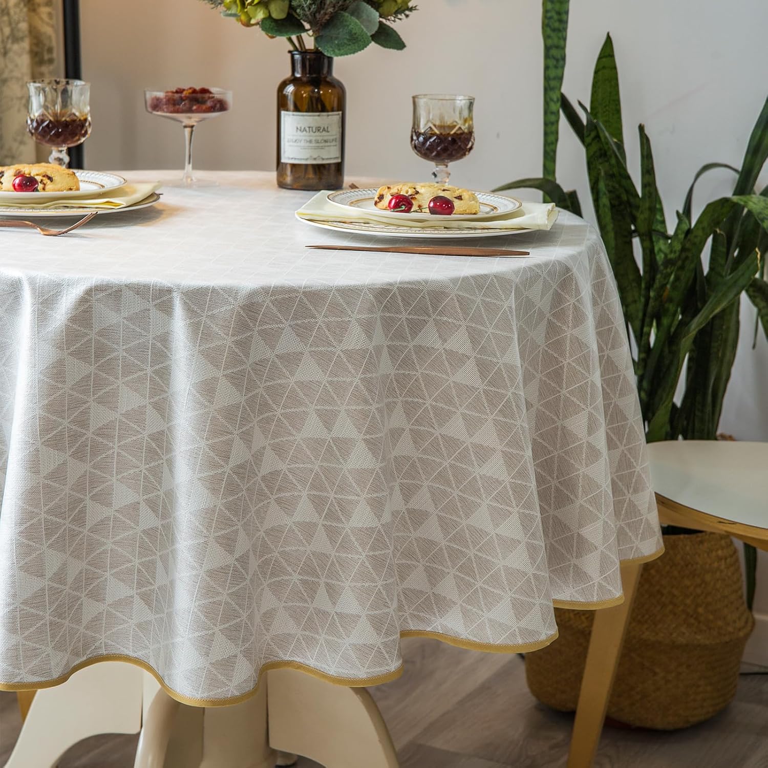 Rustic Linen Style Tablecloth for Kitchen Dining
