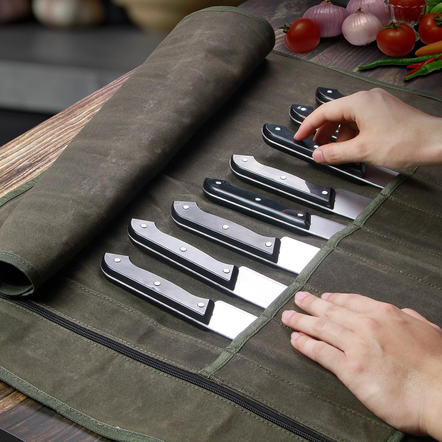 QEES Durable Chefs Knife Roll Bag