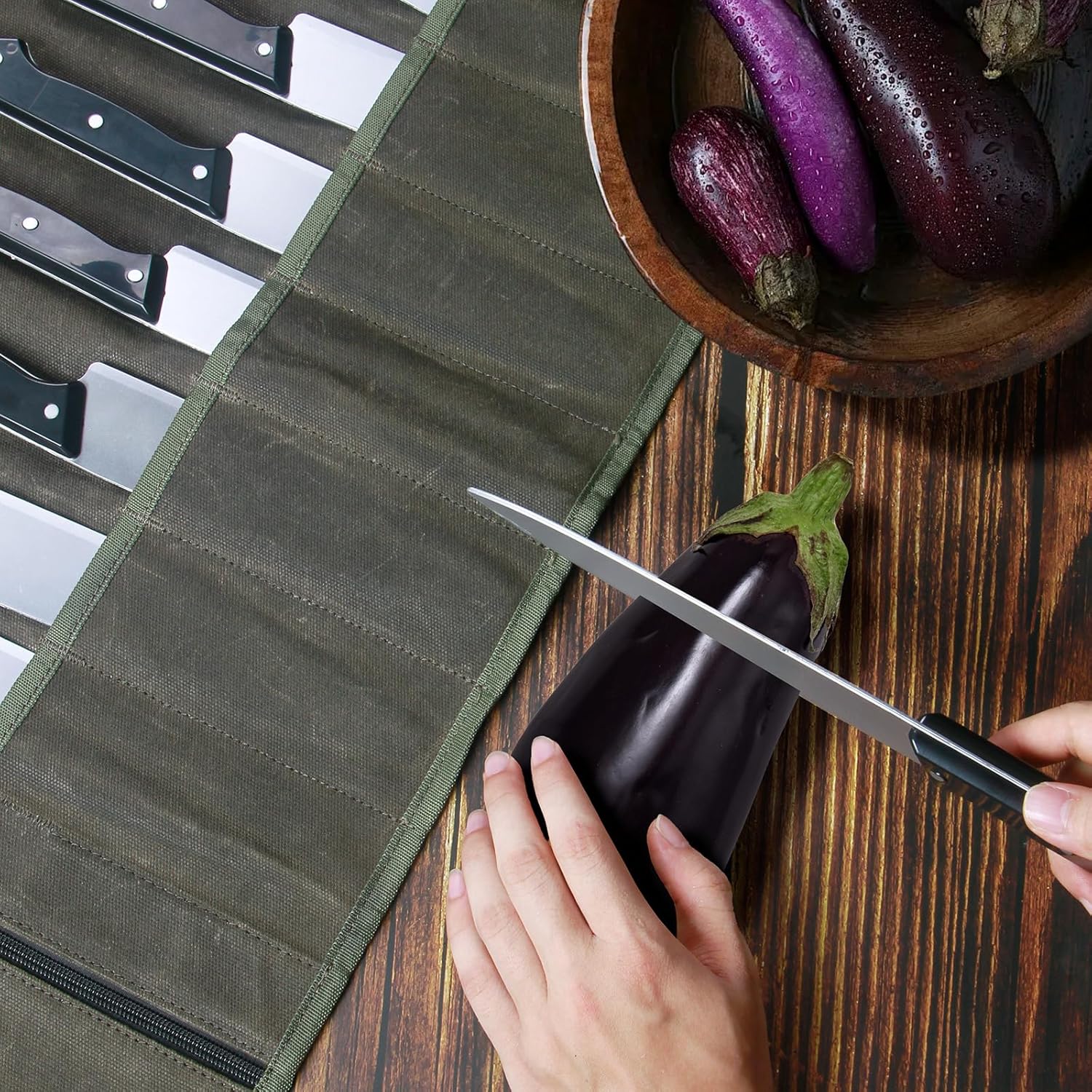 QEES Durable Chefs Knife Roll Bag
