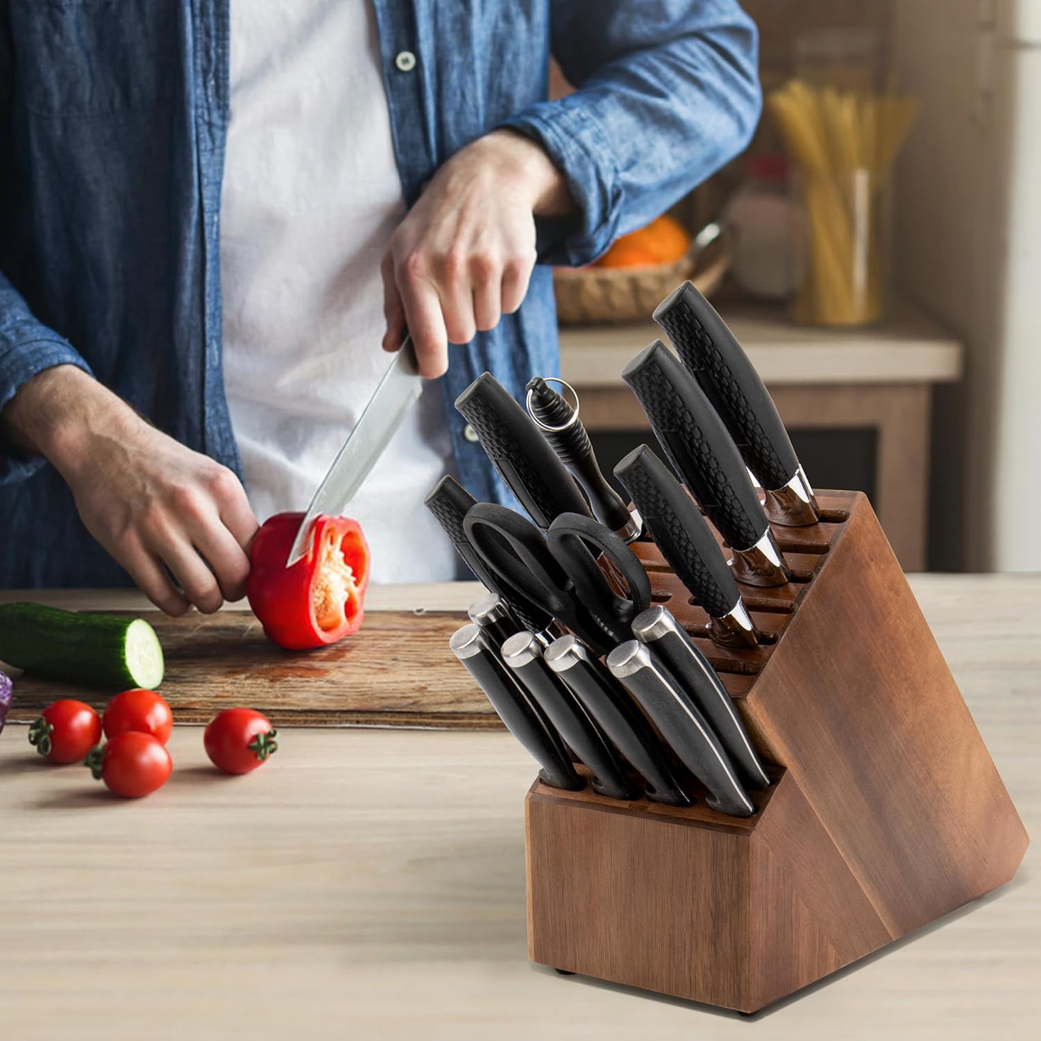 Organize Your Kitchen with ease - 20-Slot Knife Block Storage