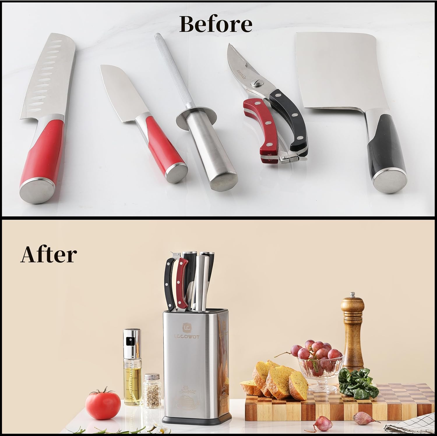 Lccowot Stainless Steel Universal Knife Block