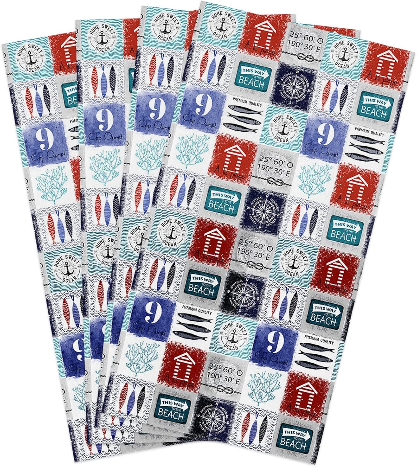 ZOE GARDEN Ocean Anchor Kitchen Towels 4-PC 18x28