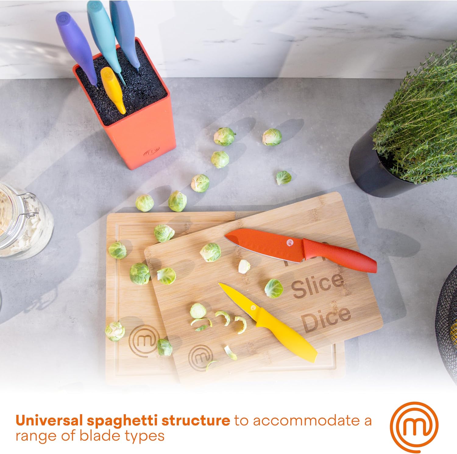 MasterChef Knife Block Set of 6 Professional Kitchen Knives