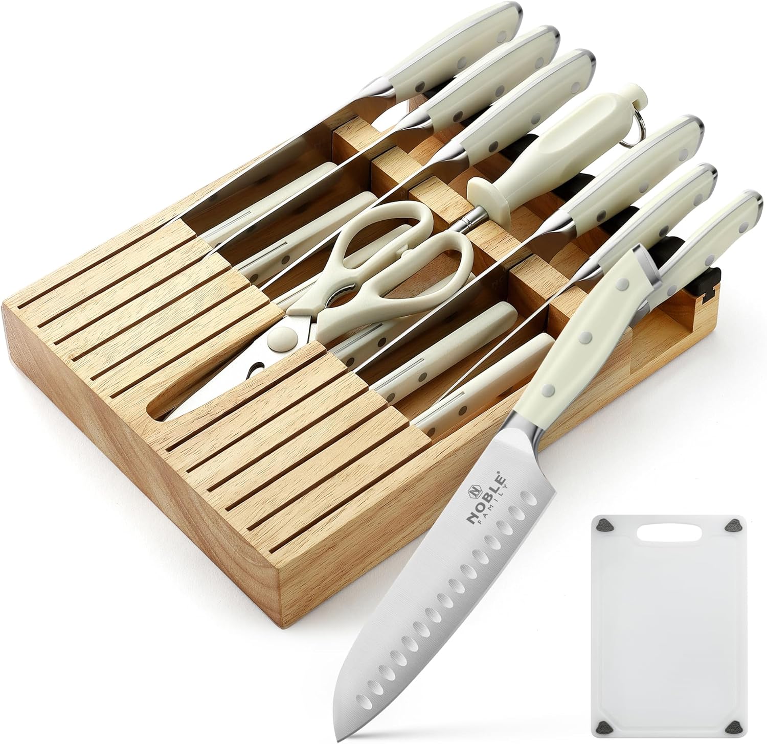 Complete 16-Piece Kitchen Knife Set with Wooden Block