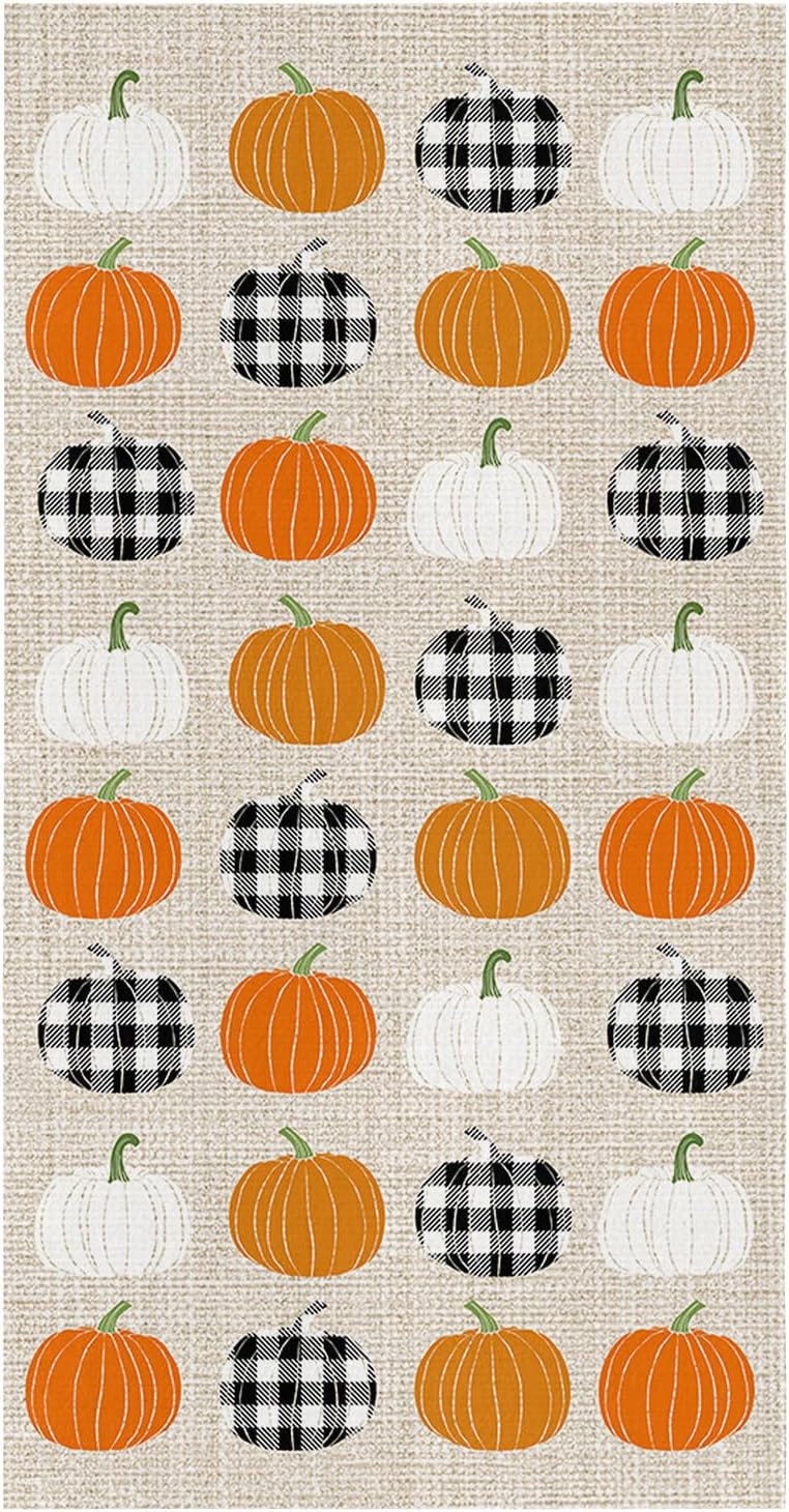 Pumpkin Kitchen Towels Set Durable Microfiber Kitchen Dishcloth Fall-Themed 18x28