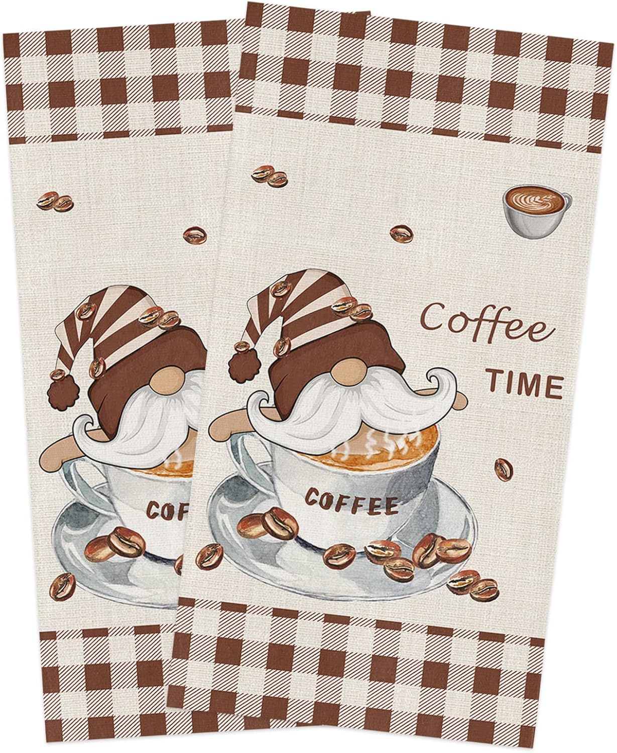 Professionally Designed ZOE GARDEN Coffee Gnomes Kitchen Towels Durable Washable