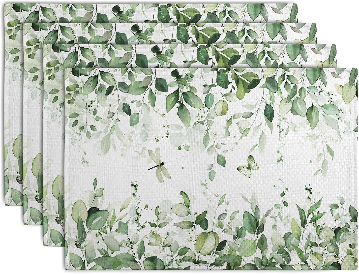 Sage Green Leaf Place Mats Set of 4 Eucalyptus Leaves Placemats 1218 Inch