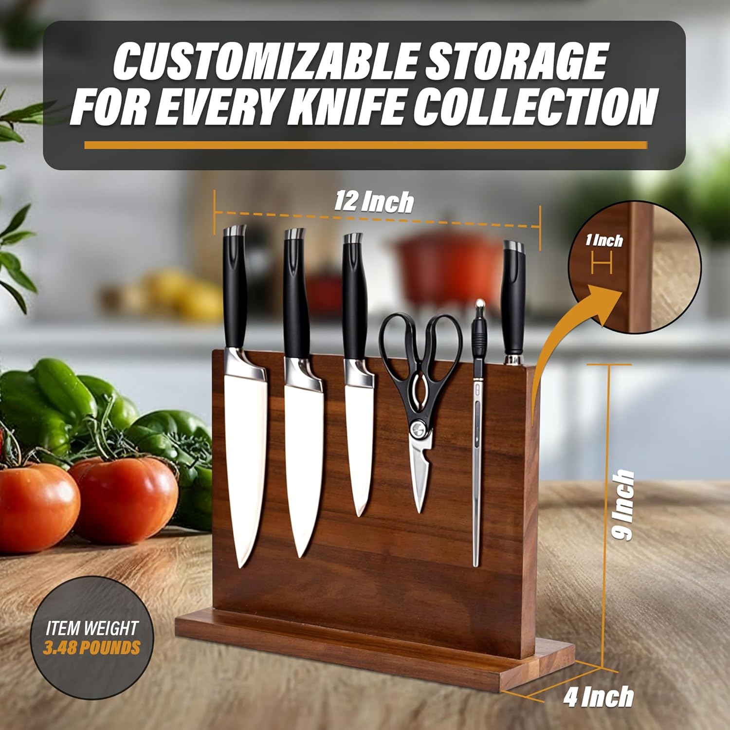 Dual-Sided Wooden Magnetic Knife Holder