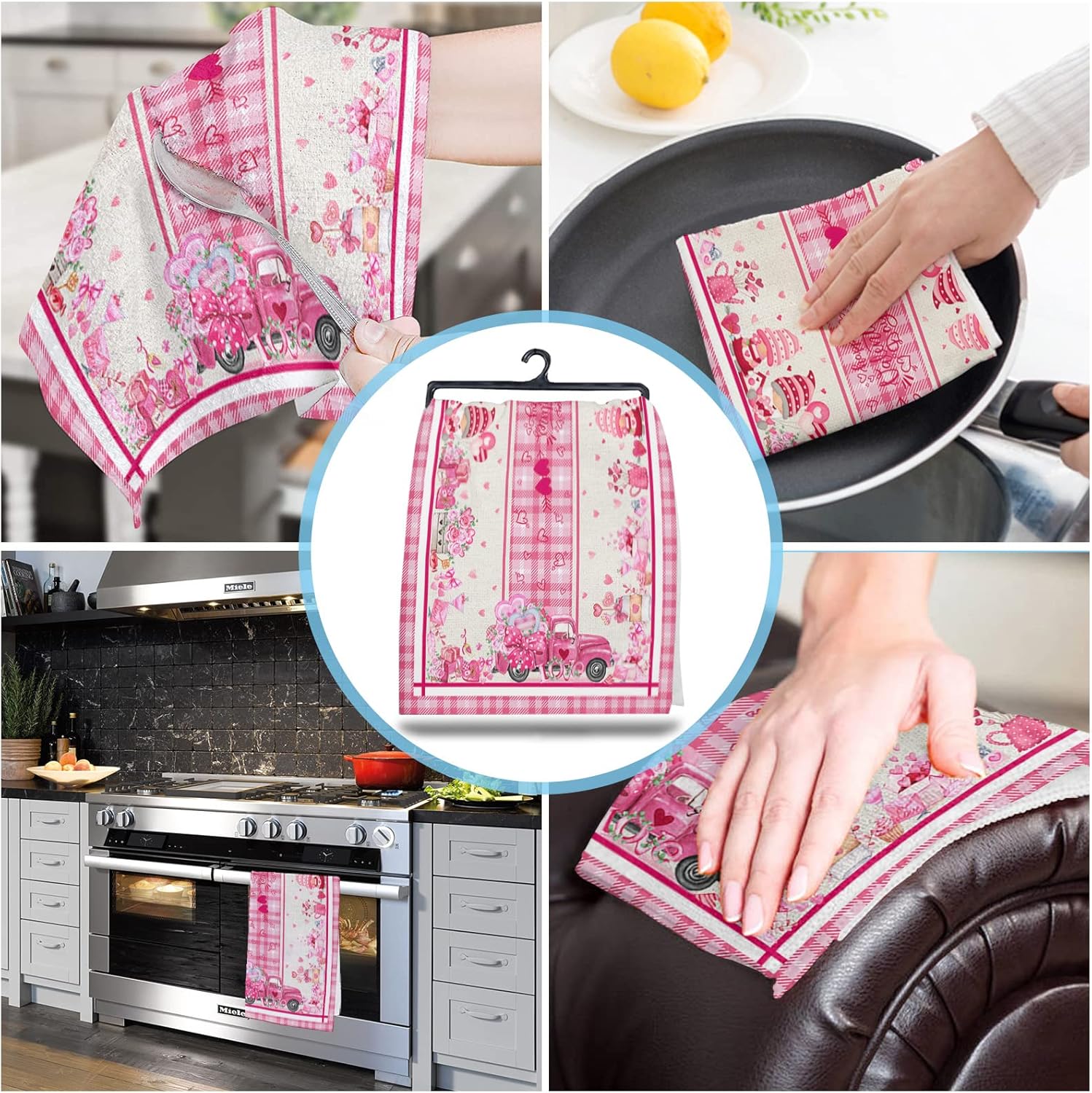 Pink Gnomes Microfiber Kitchen Towels Set