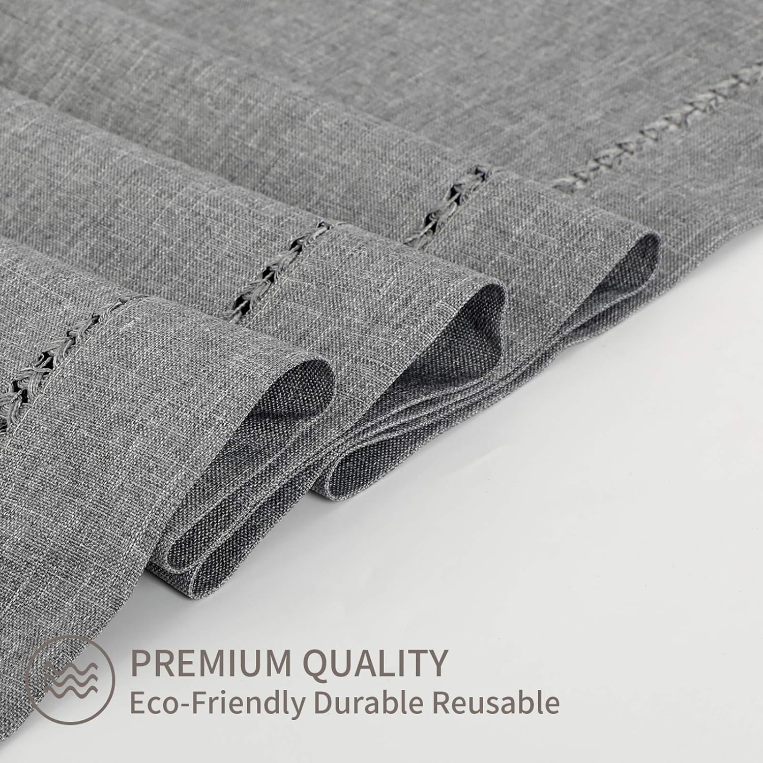 Tosewever Hemstitch Linen Table Runner Farmhouse Style Grey 14x72 Inches