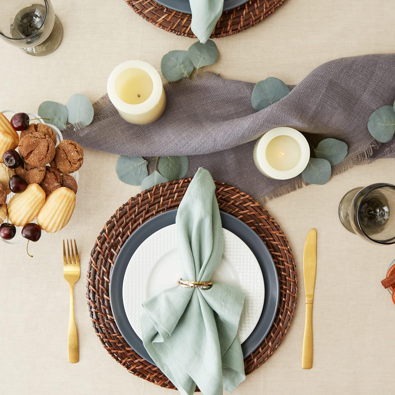 Elegant French Stripe Tablecloth 60x104_taupeBlack