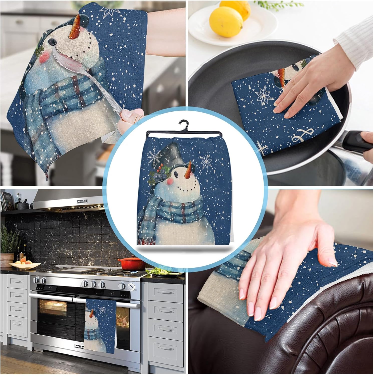 Watercolor Snowman Traditions Kitchen Towels