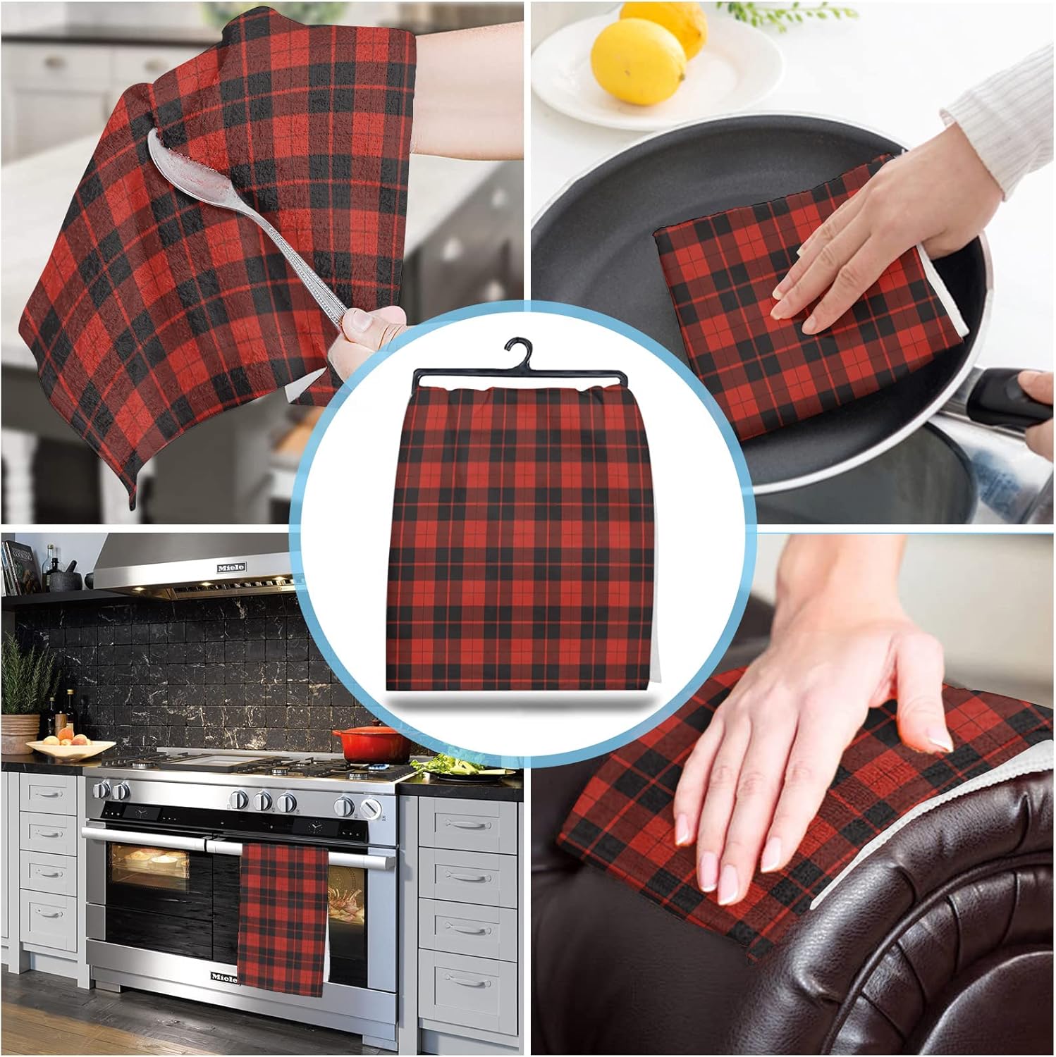 ZOE GARDEN Christmas Kitchen Towels Rustic Retro Buffalo Plaid