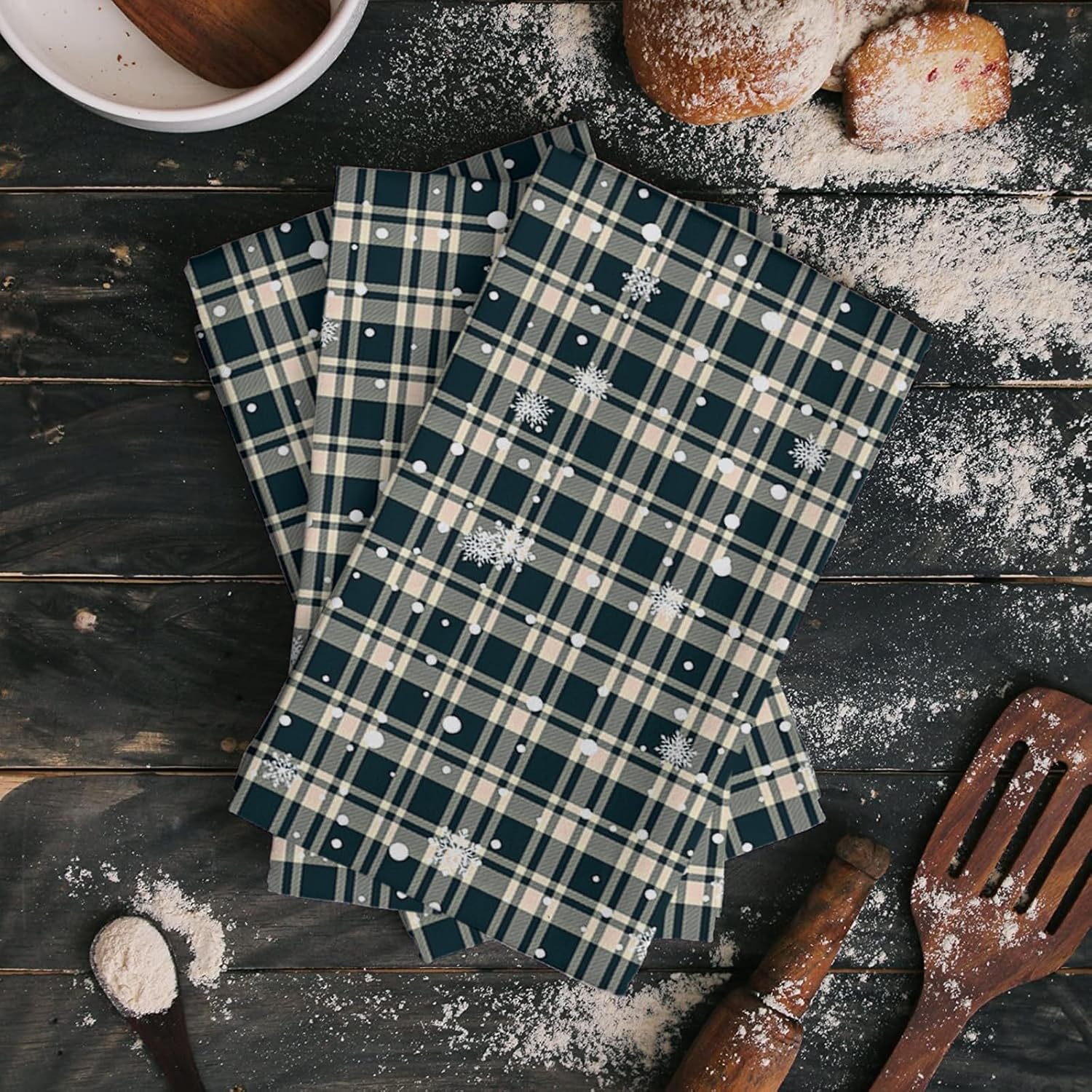ZOE GARDEN Christmas Snowflake Kitchen Towels