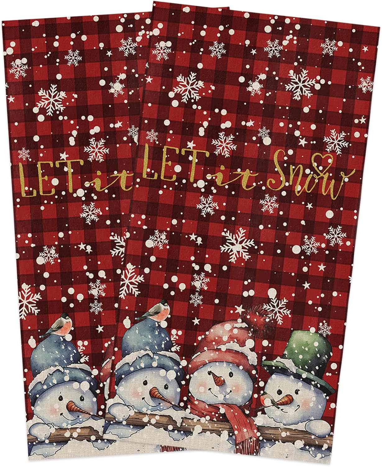 ZOE GARDEN Christmas Kitchen Towels Red Plaid 2-Pack Quick Dry Machine Washable