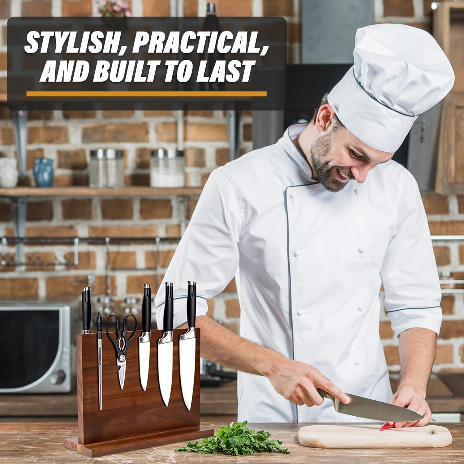 Dual-Sided Wooden Magnetic Knife Holder