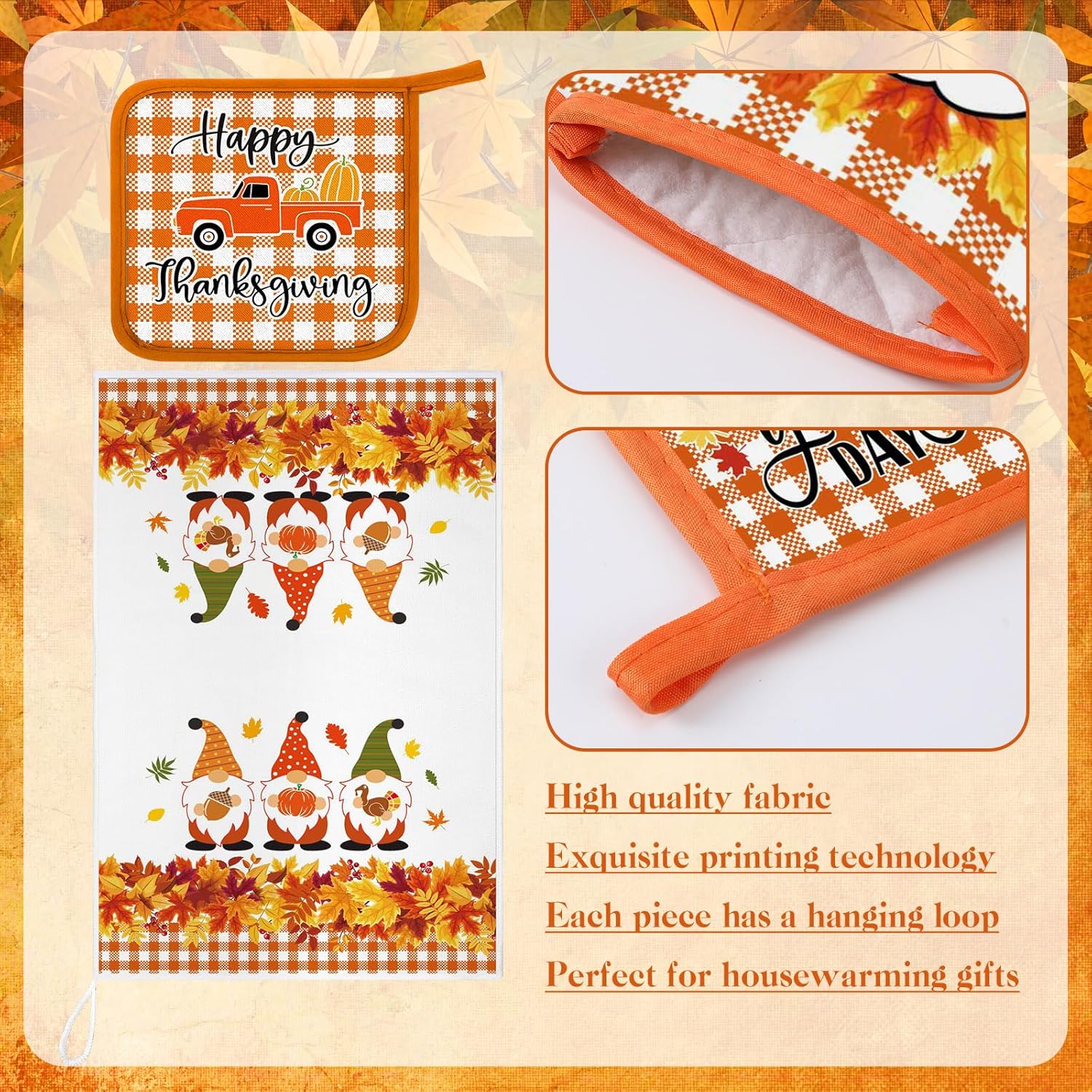 Leinuosen 6-Piece Fall Gnome Kitchen Set