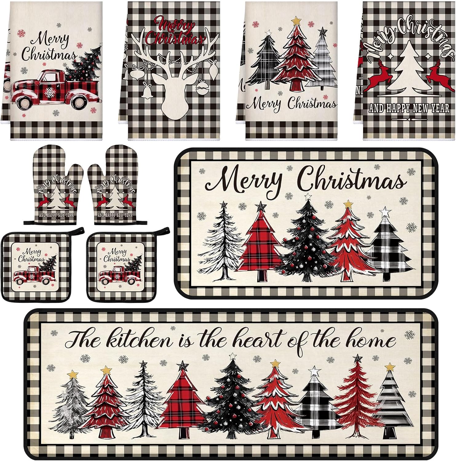 10-Piece Farmhouse Kitchen Set for Mom Daughter Black White