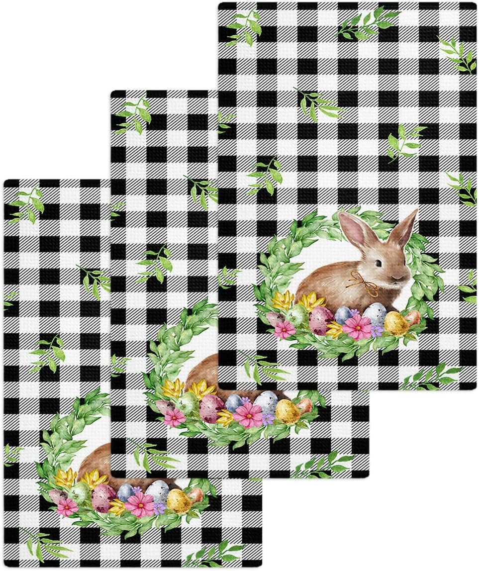 Easter Bunny Waffle Towels Quick-Dry Absorbent Perfect for Kitchen Bathroom