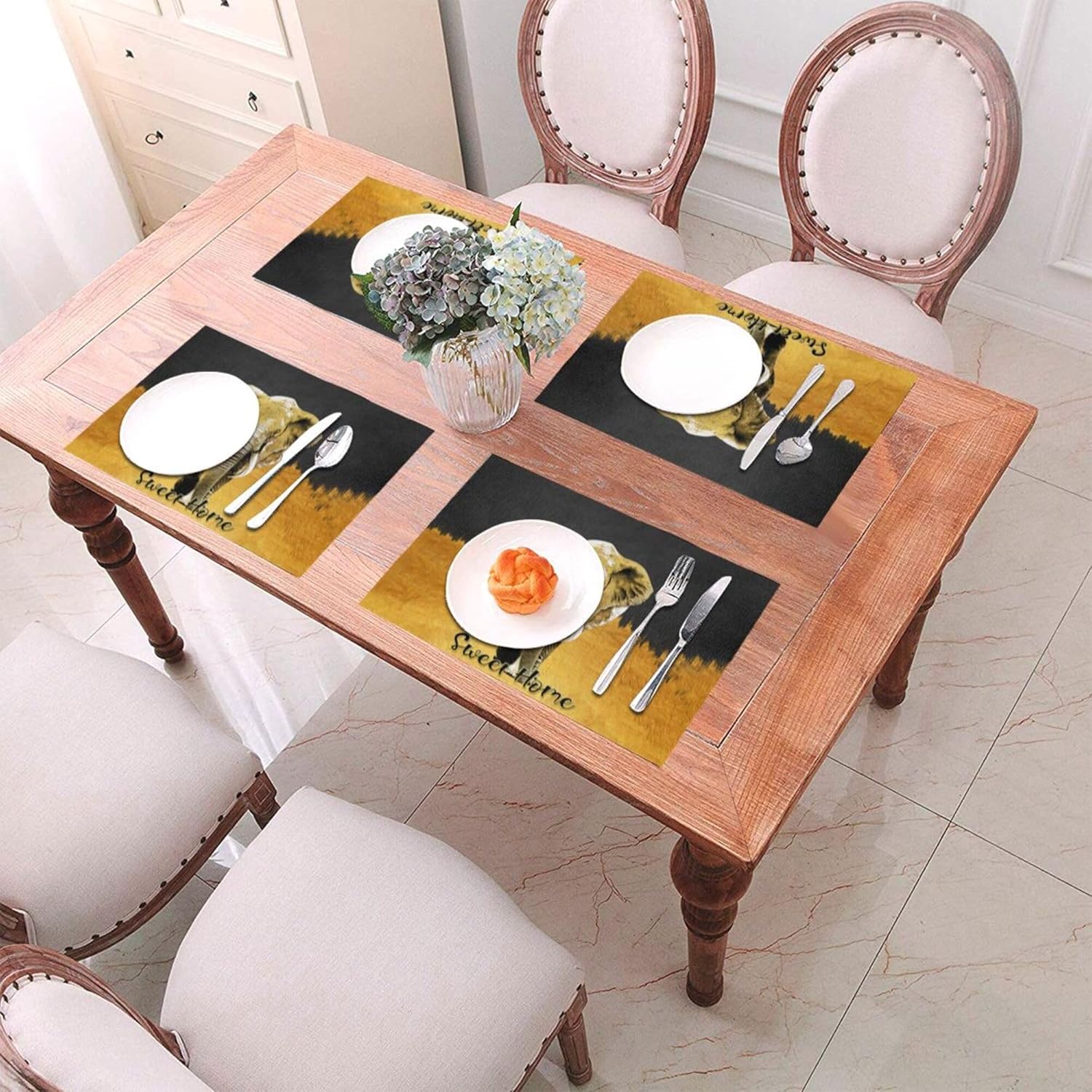 Elephant Placemats Set of 4 Black Gold Table Mats