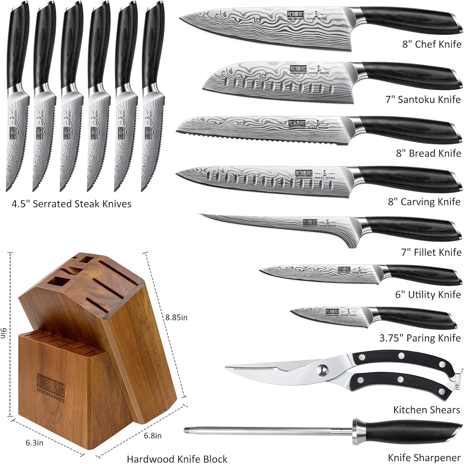 Hoshanho 16-Piece Knife Set
