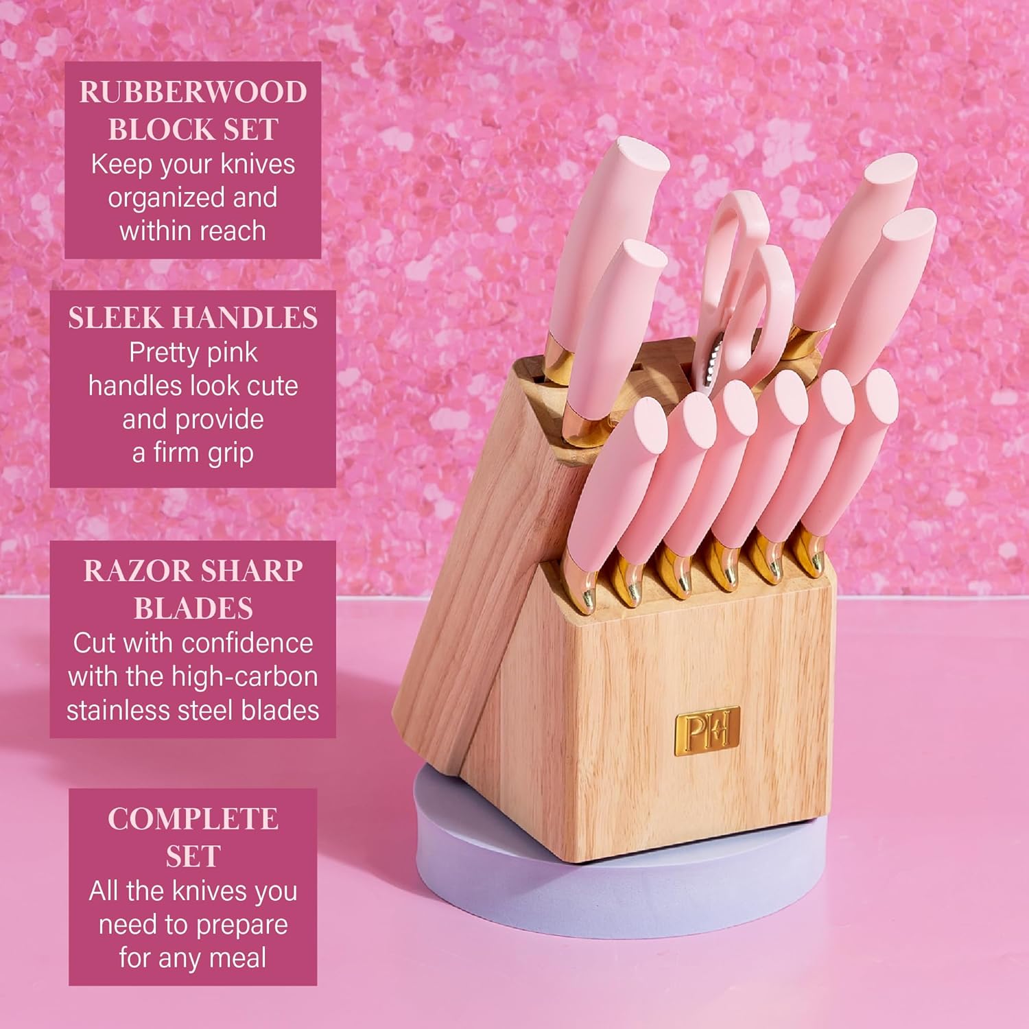 12-Piece Knife Set Precision Sharp stainless steel Ergonomic Design Stylish Pink