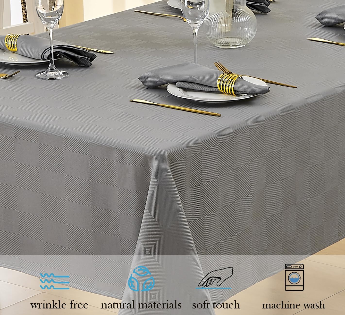 Elegant Checkered Tablecloth for Kitchen and Outdoor 60x84