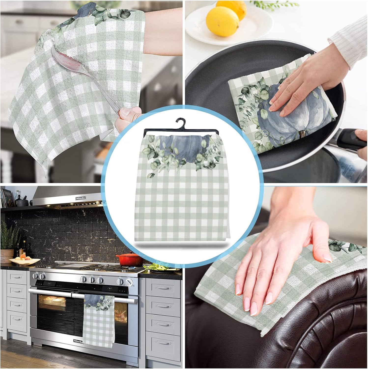 ZOE GARDEN pumpkin plaid kitchen dish towel quick dry absorbent machine washable