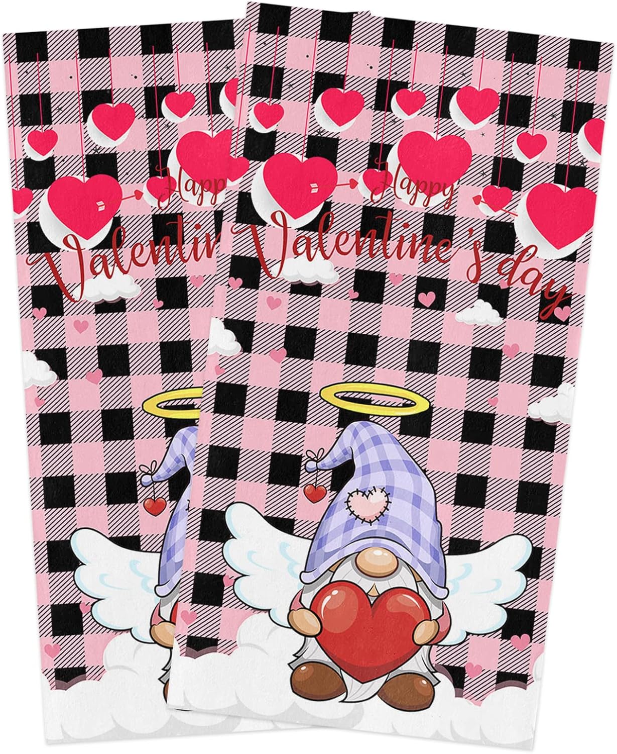 ZOE GARDEN Valentines Plaid Kitchen Towels