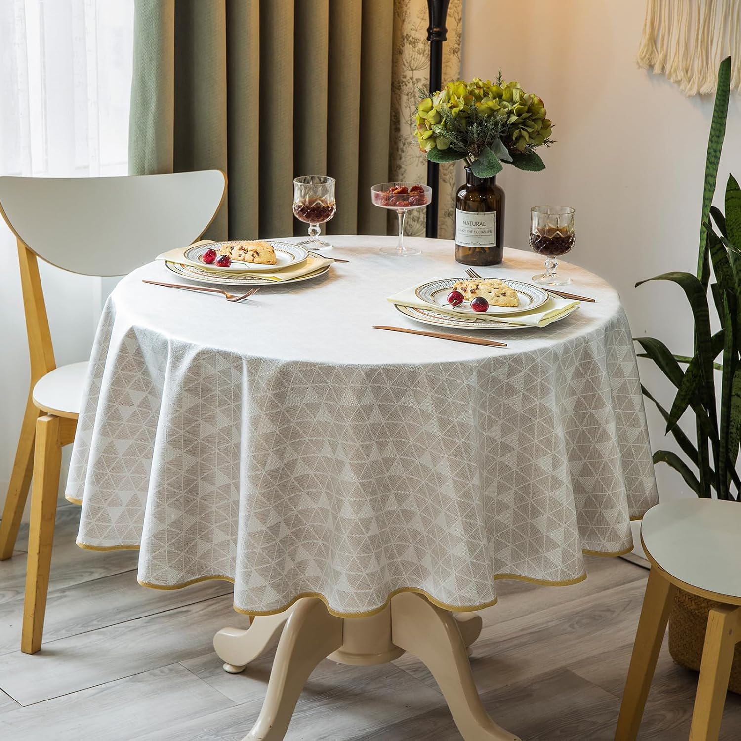 Rustic Linen Style Tablecloth for Kitchen Dining