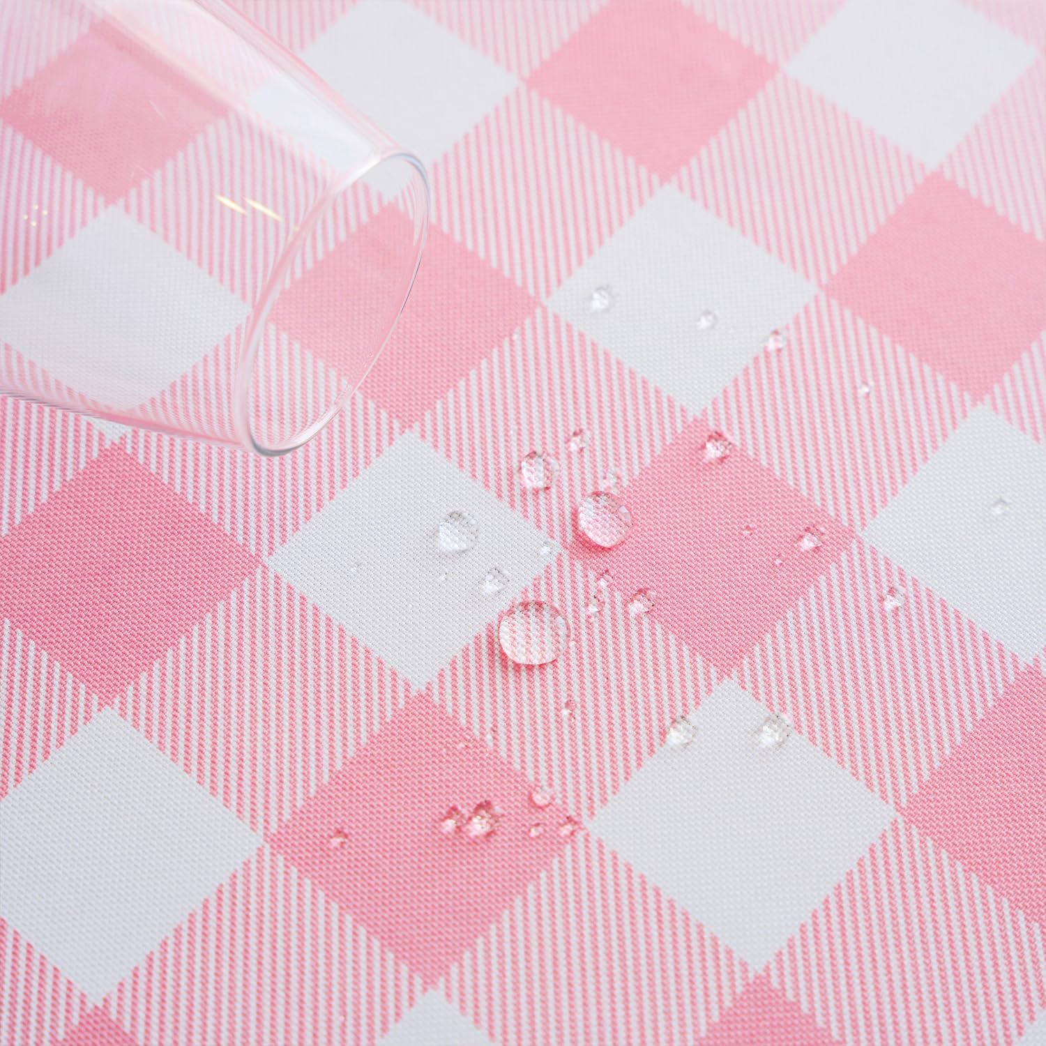 Elegant Pink Gingham Tablecloth for Cozy Kitchen Settings