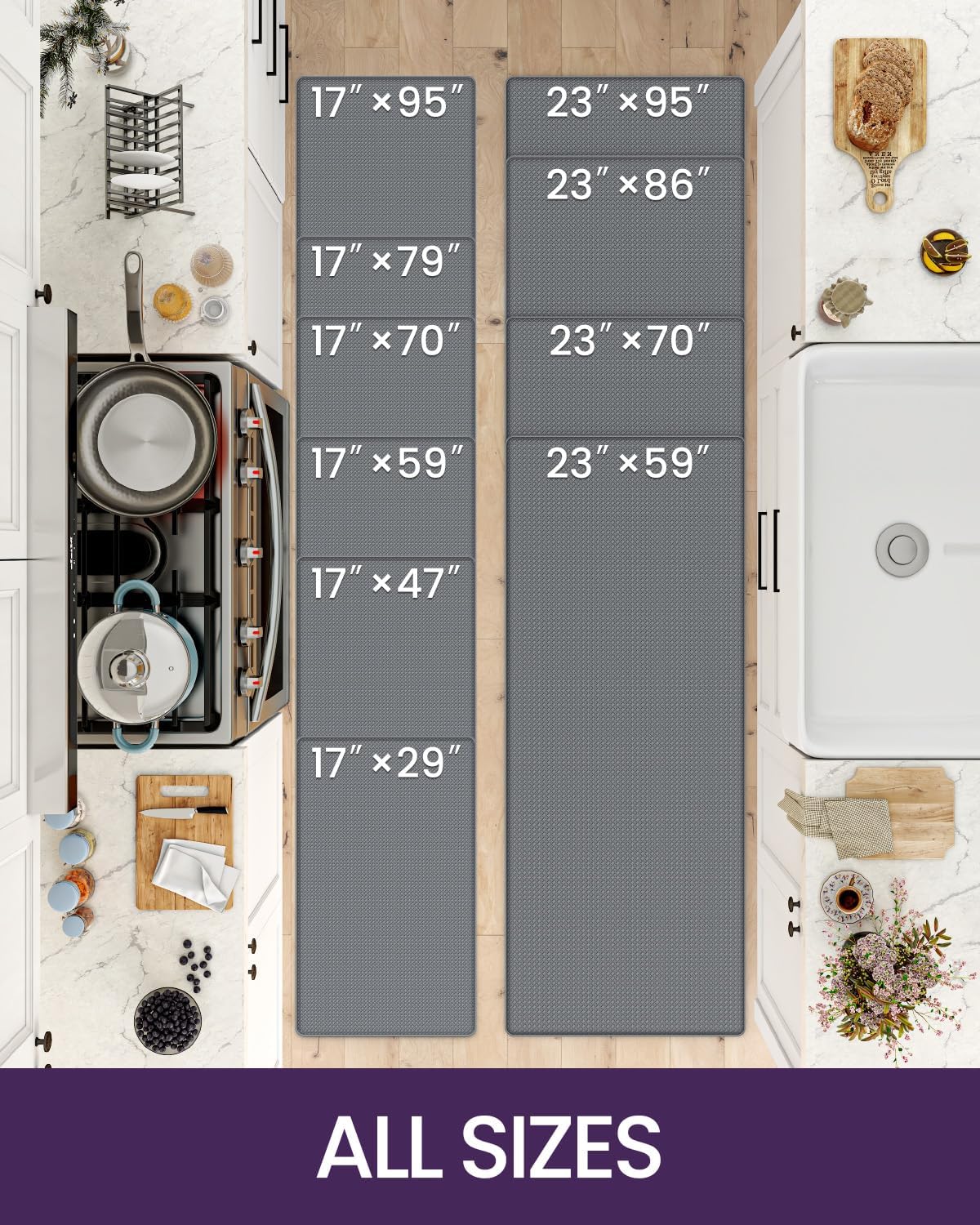 DEXI Anti Fatigue Kitchen Mat 17x59 Grey 1