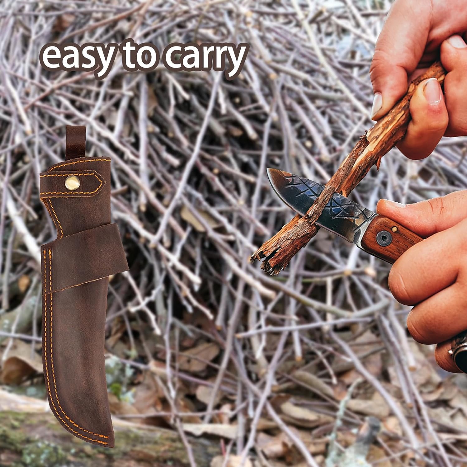 Leather Knife Sheath for 5-inch Blade Belt-Carrying Protection