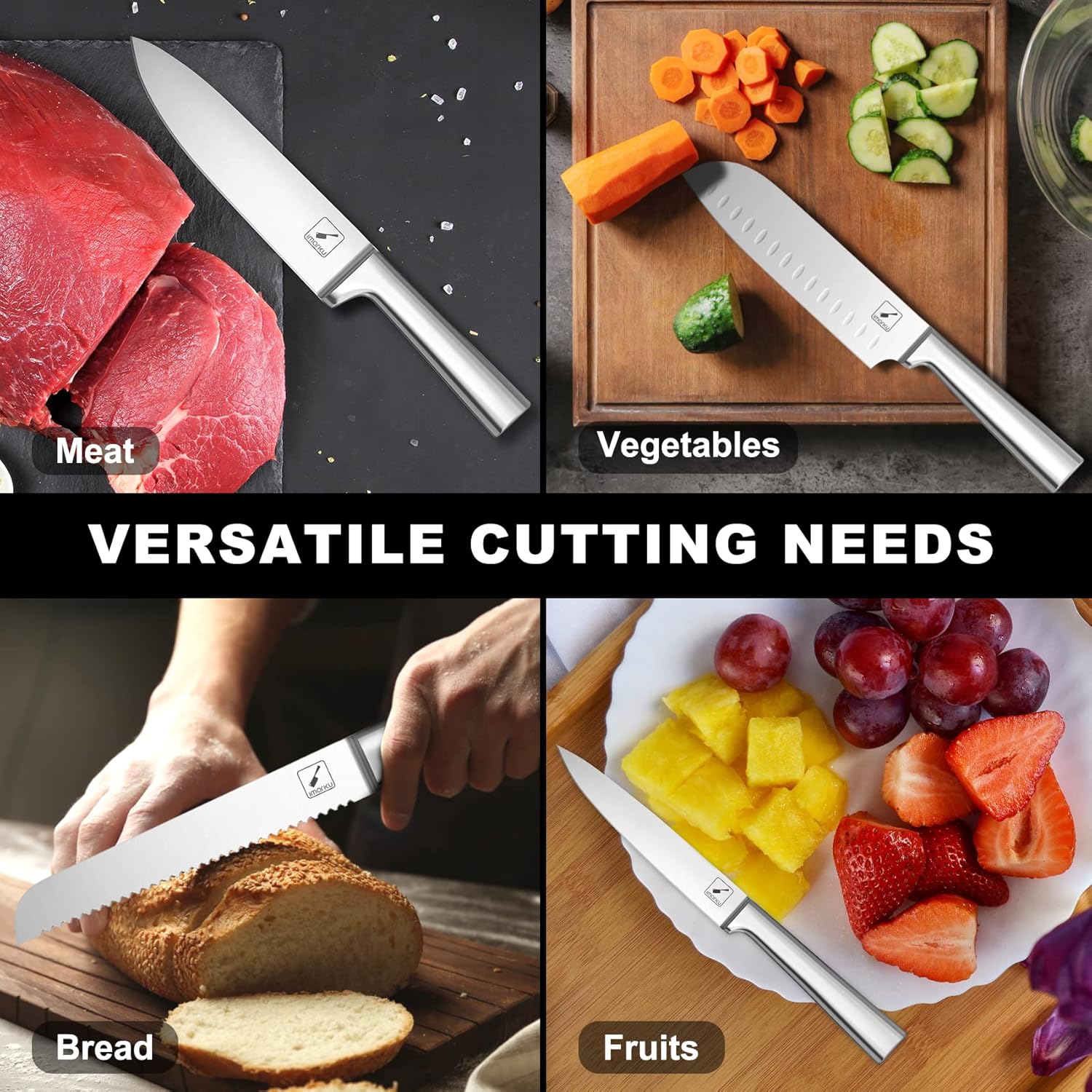 15-Piece Ultra-Sharp Japanese Stainless Steel Knife Set Ergonomic Design Dishwasher Safe